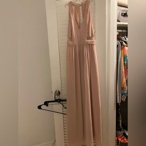 Salmon floor length silk gown